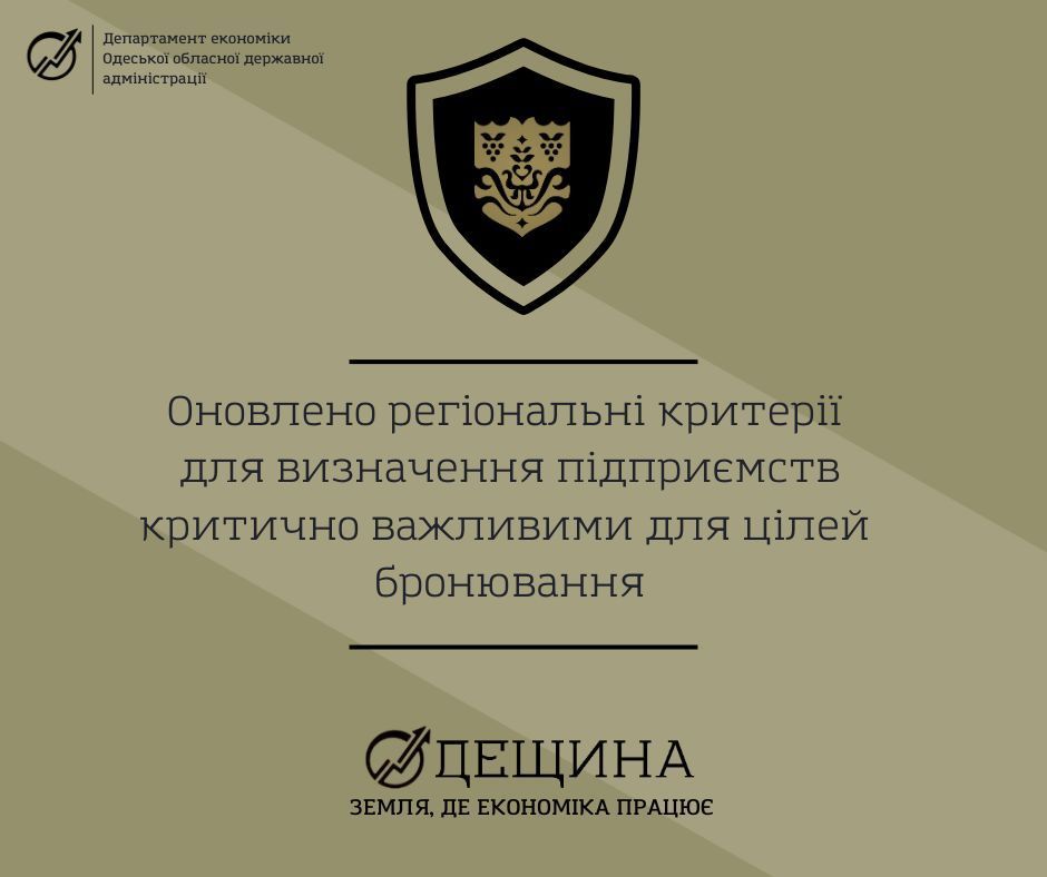 Оновлено регіональні критерії для визначення підприємств критично важливими для цілей бронювання