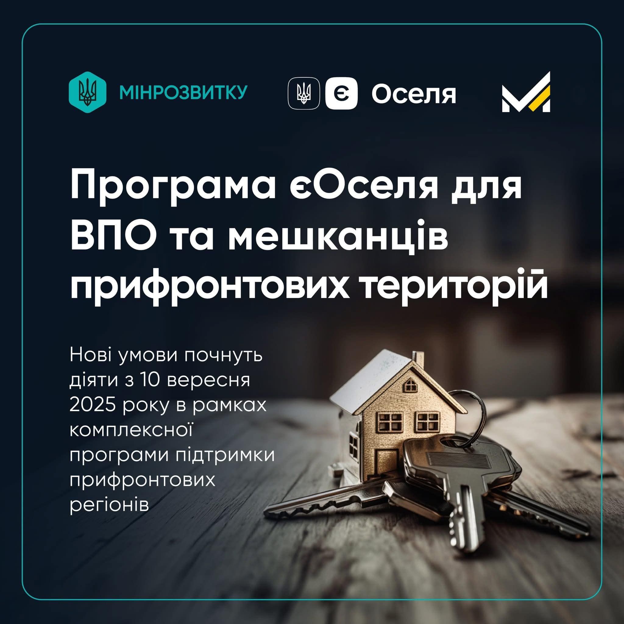 Оновлені умови програми "єОселя" для ВПО та мешканців прифронтових територій