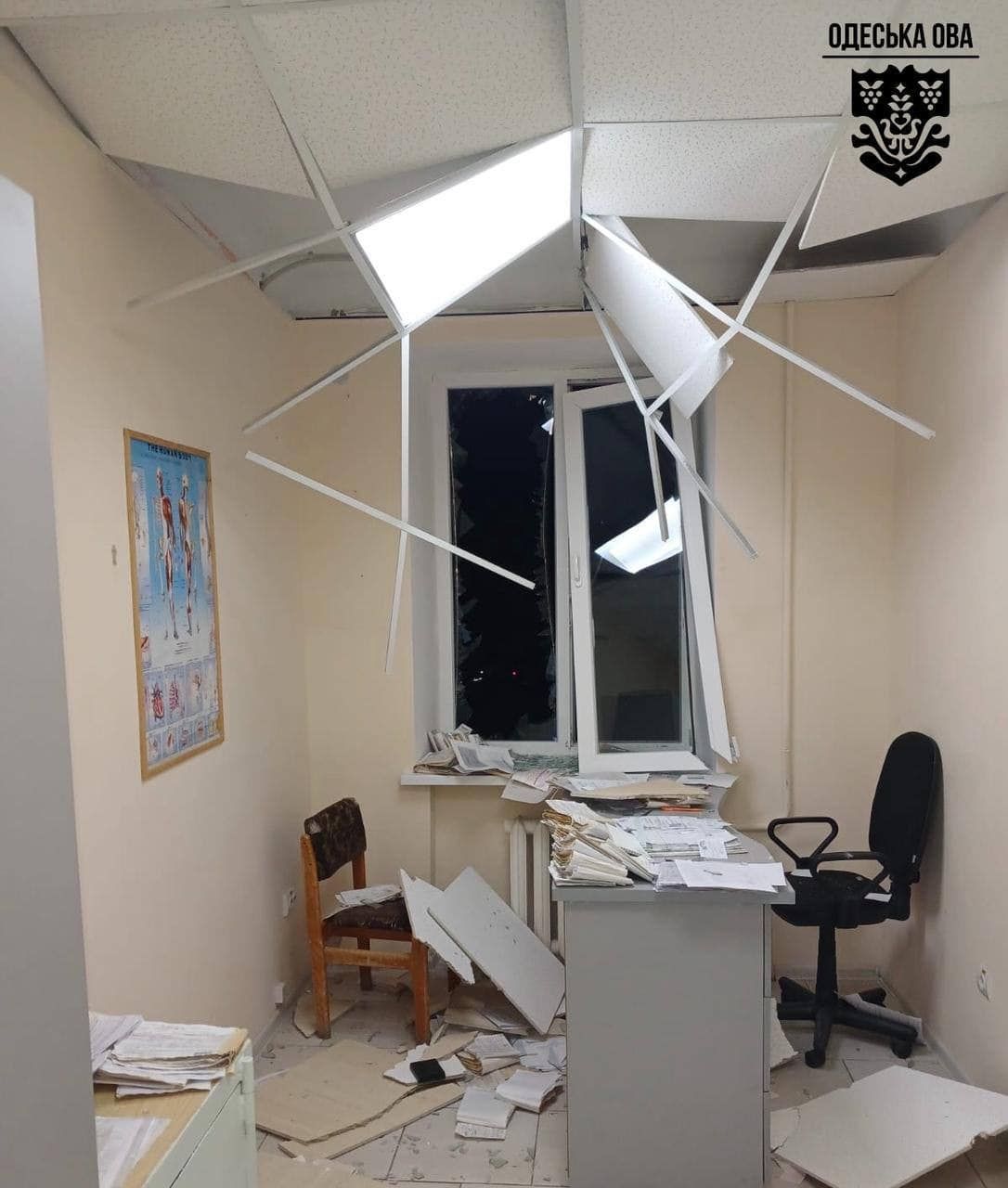 Внаслідок нічної атаки ворога по Півдню Одещини зазнала пошкоджень медична інфраструктура