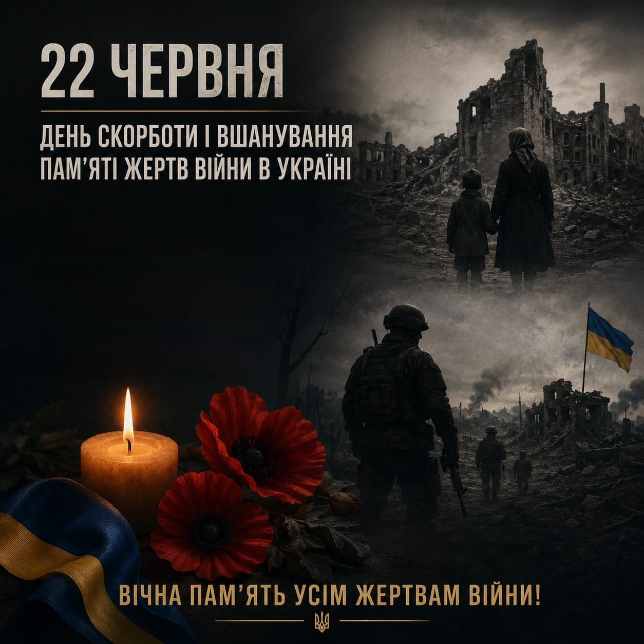 22 червня — День скорботи і вшанування пам’яті жертв війни в Україні.